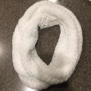 Winter Ribbed Knit InfinityLoop Scarf True White